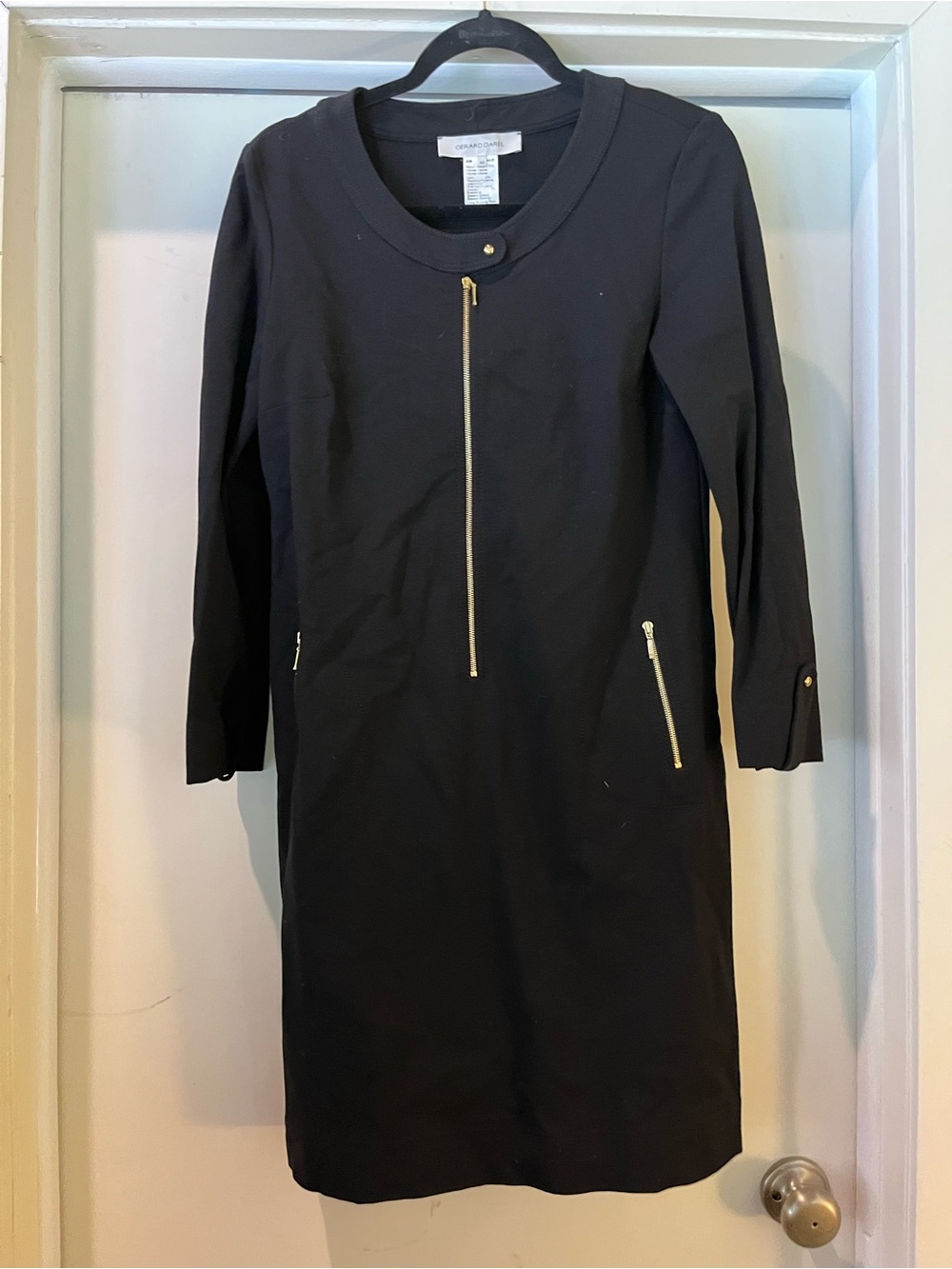 Gerard Darel Black Long-Sleeve Zip-Accent Dress